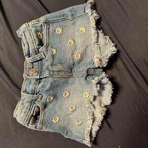 Denim Daisy Embroidered Women's Shorts